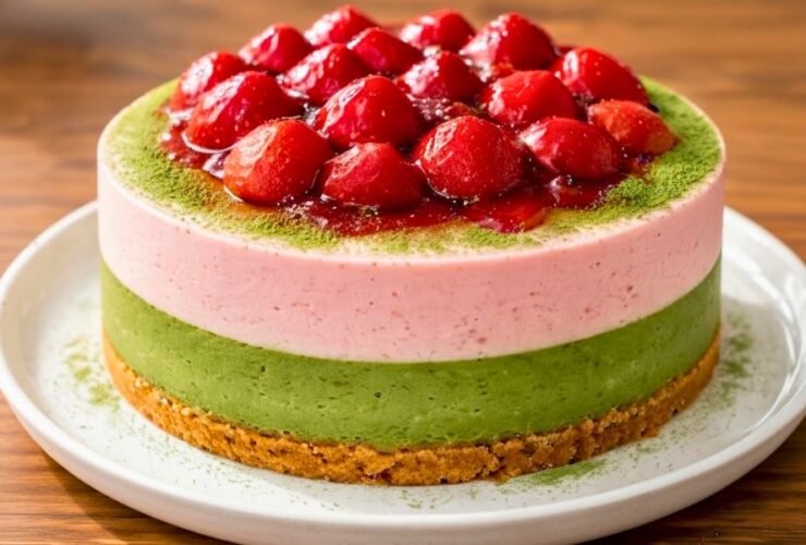 Strawberry Matcha Cheesecake Recipe