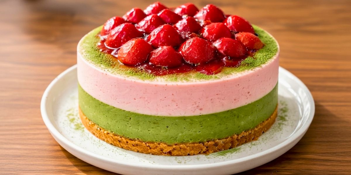 Strawberry Matcha Cheesecake Recipe