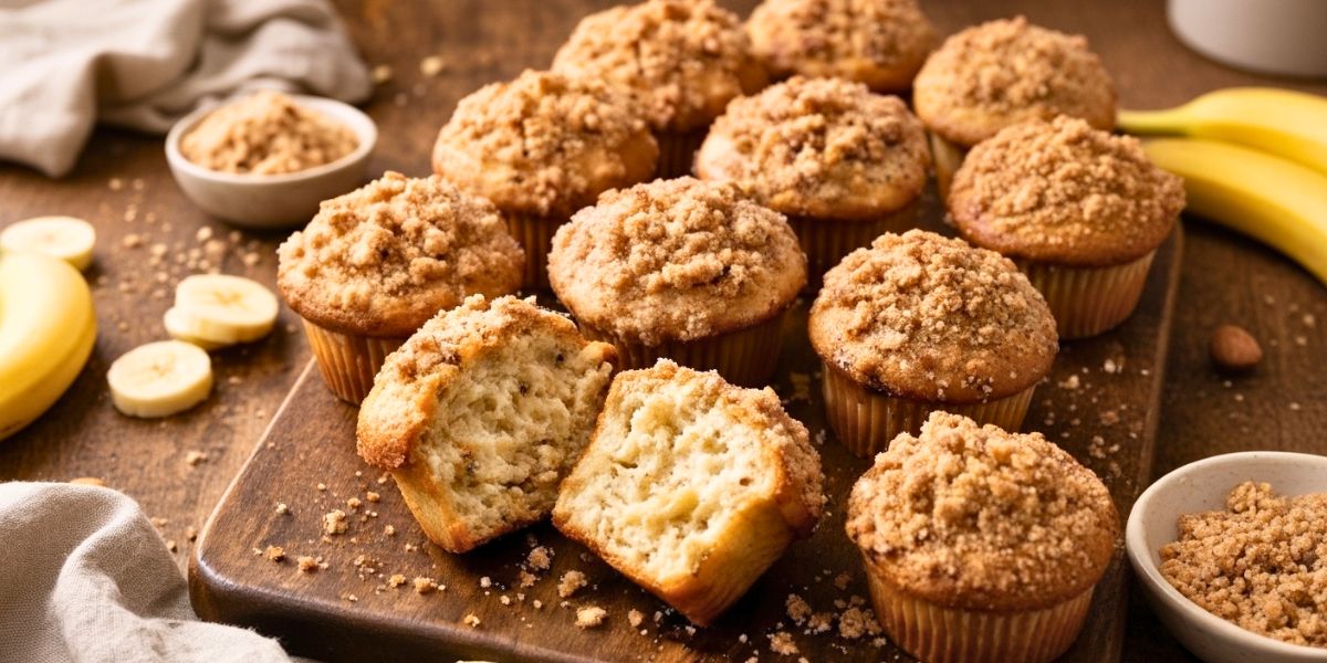 Tasty Coffee-Cake Banana Muffins with Streusel Recipe