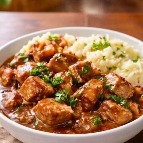 Tender Pork Bites with Gravy Recipe