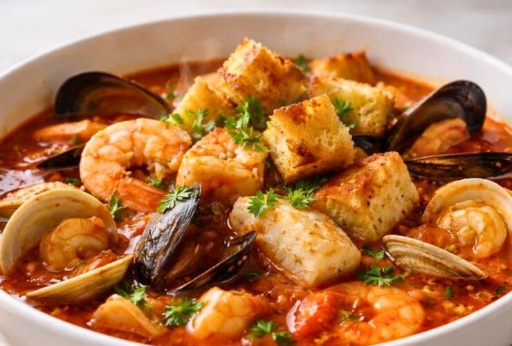 Bobby Flay Fulton Fish Market Cioppino With Sourdough Croutons Recipe