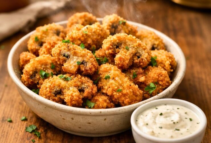 Fried Slices Mushrooms With Ranch Recipe