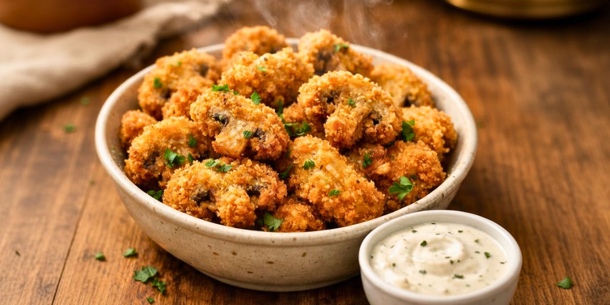 Fried Slices Mushrooms With Ranch Recipe