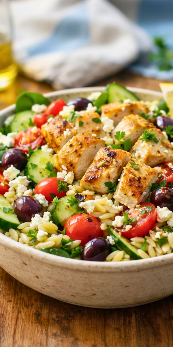 High Protein Mediterranean Chicken Orzo Recipe