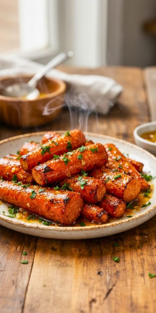 Honey Garlic Butter Roasted Carrots Recipe