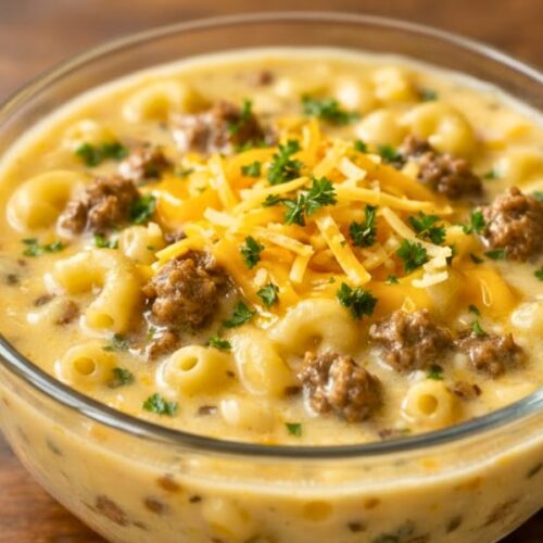 Mac & Cheese Burger Soup Recipe