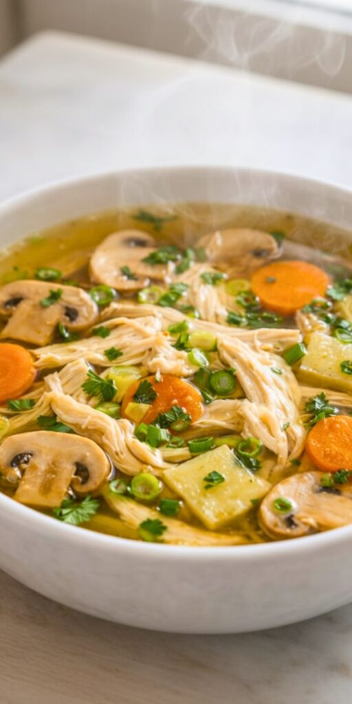 Mushroom & Ginger Chicken Soup Recipe