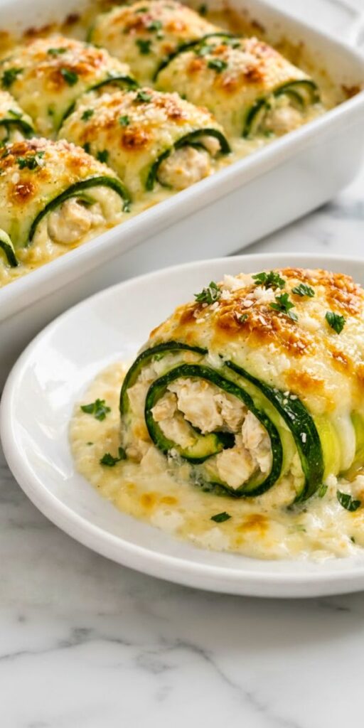 Zucchini Chicken Alfredo Roll Ups Recipe
