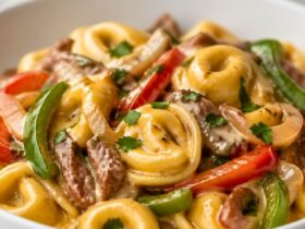 Cheesesteak Tortellini in Rich Provolone Sauce Recipe