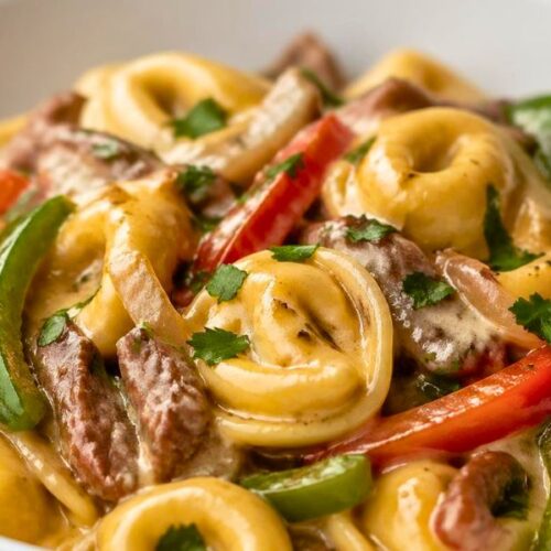 Cheesesteak Tortellini in Rich Provolone Sauce Recipe