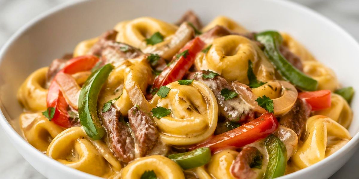 Cheesesteak Tortellini in Rich Provolone Sauce Recipe