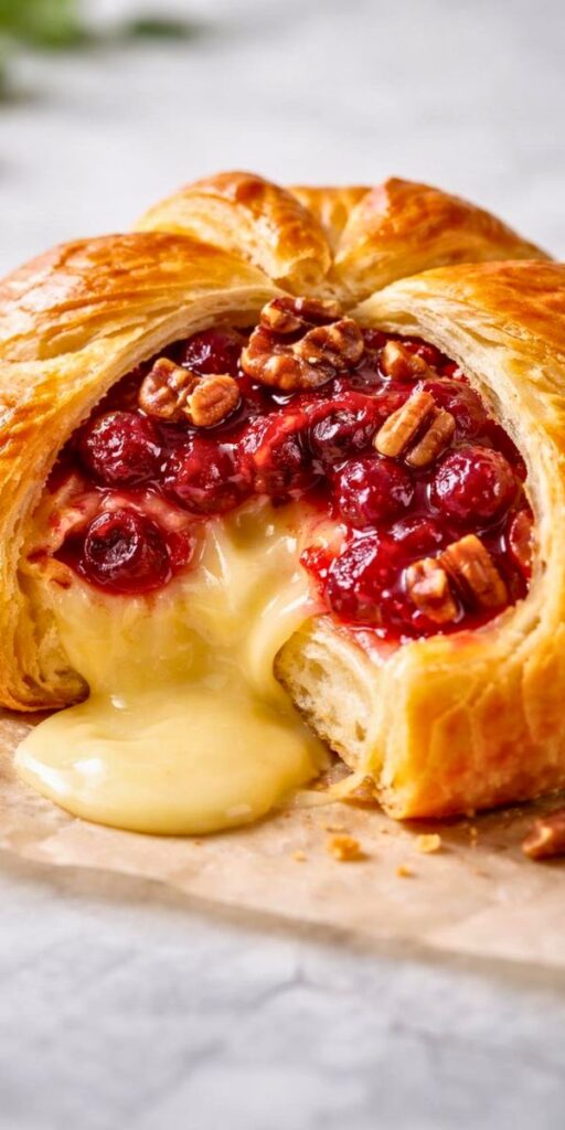 Cranberry Pecan Brie Wrapped In Puff Pastry Recipe