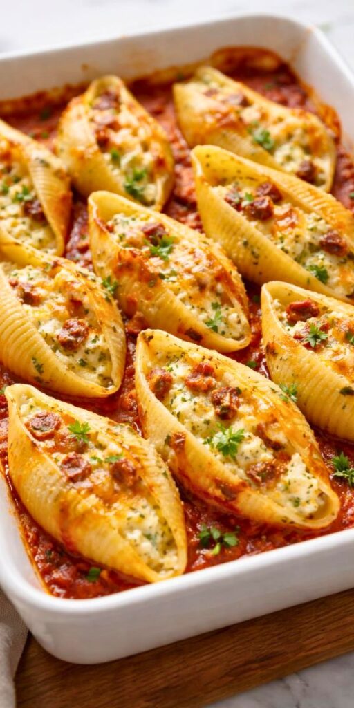 Creamy Sun-Dried Tomato and Ricotta Stuffed Shells Recipe
