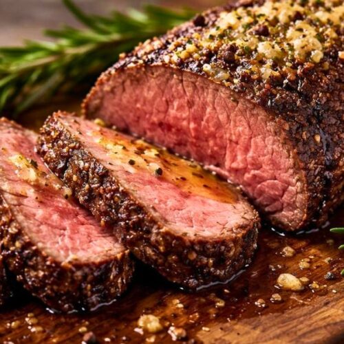 Garlic Peppercorn Crusted Beef Tenderloin Recipe