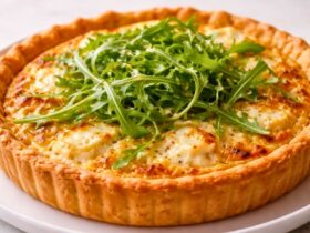 Goat Cheese Quiche with Honey & Arugula Recipe