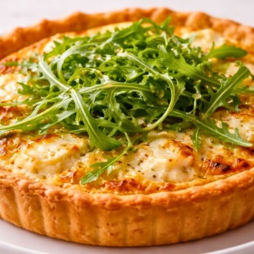 Goat Cheese Quiche with Honey & Arugula Recipe