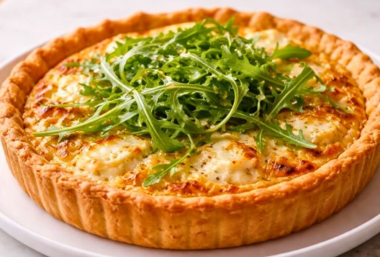 Goat Cheese Quiche with Honey & Arugula Recipe