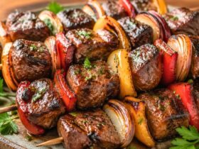 Grilled Steak Kebabs with Garlic Herb Butter Recipe