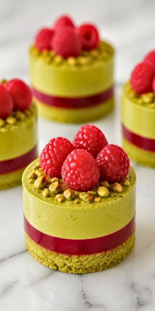 Raspberry Pistachio Mousse Cakes Recipe