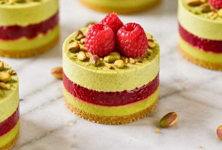 Raspberry Pistachio Mousse Cakes Recipe