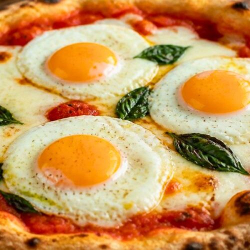 Bobby Flay Margherita Pizza with a Fried Egg Recipe