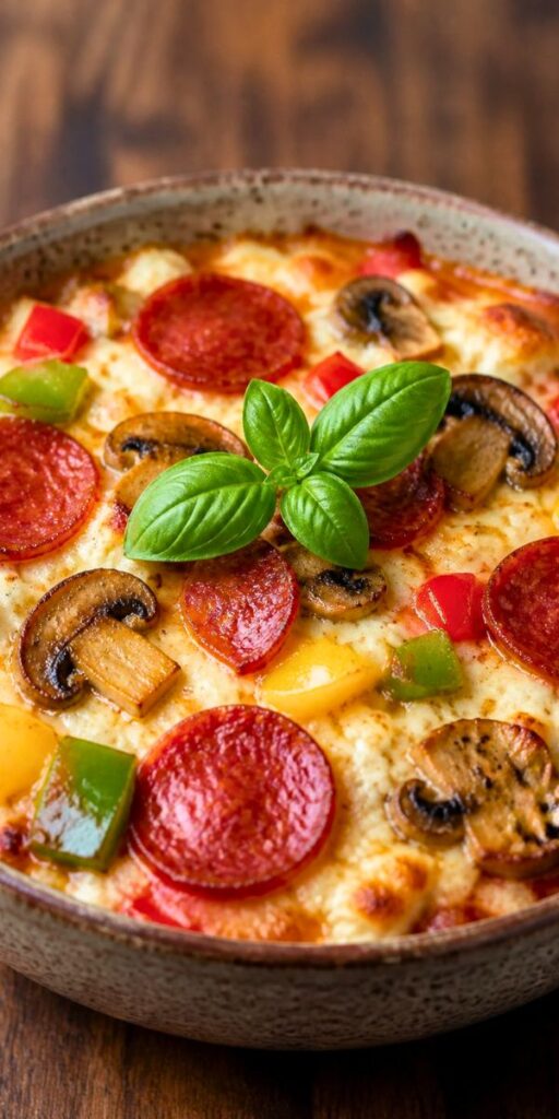 Cottage Cheese Pizza Bowl with Pepperoni Recipe