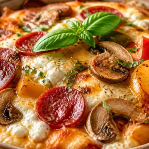 Cottage Cheese Pizza Bowl with Pepperoni Recipe