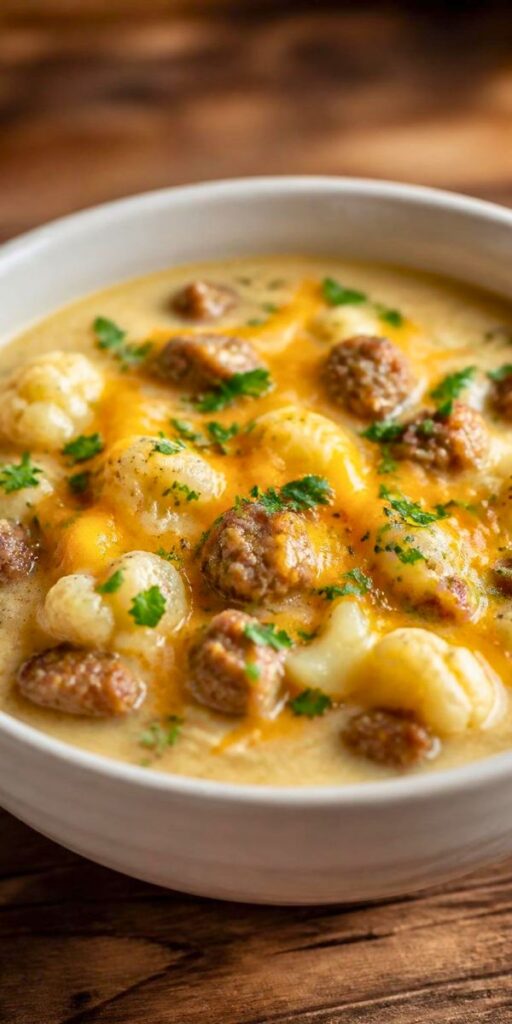 Hearty Creamy Sausage and Cauliflower Soup Recipe