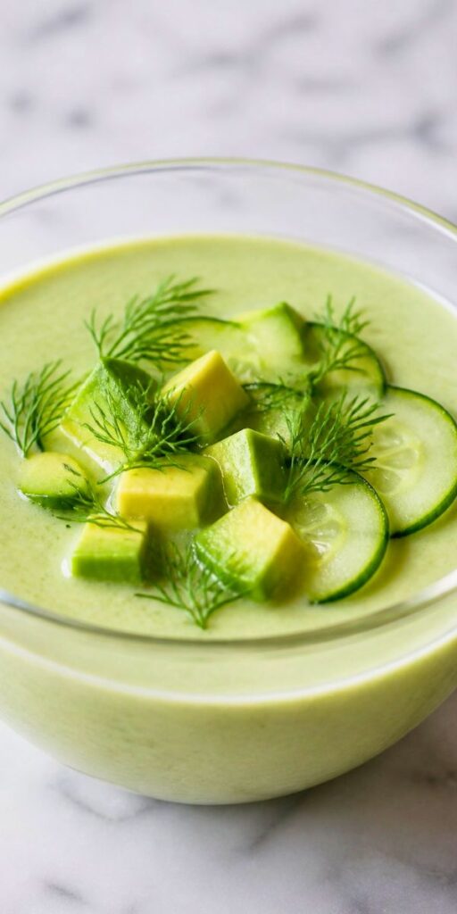 Cold Cucumber Avocado Soup No Cook Recipe