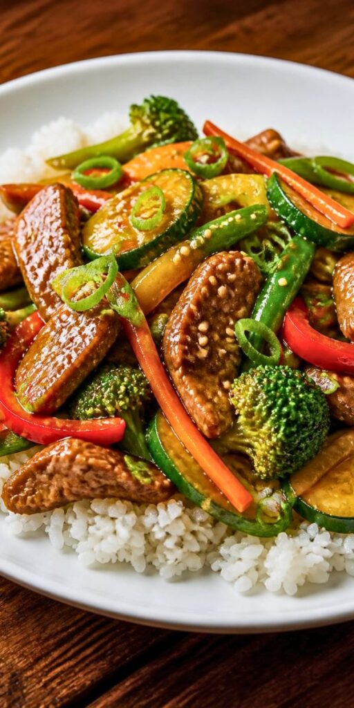 Veal Strips with Crunchy Vegetables Recipe