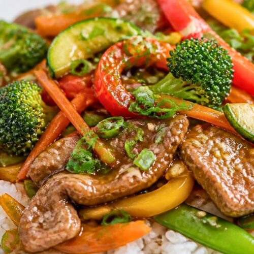 Veal Strips with Crunchy Vegetables Recipe